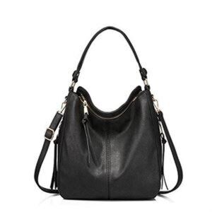 Large Black Faux Leather Hobo Bag | Shoulder & Crossbody